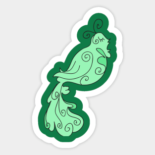 Fancy Green Bird Sticker